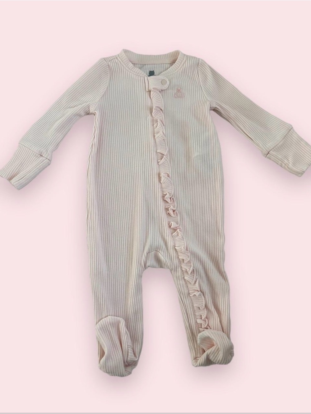 GAP Baby Pink Ribbed Ruffle One-Piece 0-3mo - Picture 4 of 7